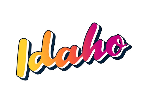 Diseño de texto de Idaho. Caligrafía vectorial. cartel de tipografía. Utilizable como fondo.