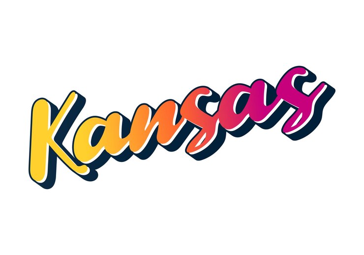 Vector diseño de texto de kansas. caligrafía vectorial. cartel de tipografía. utilizable como fondo.
