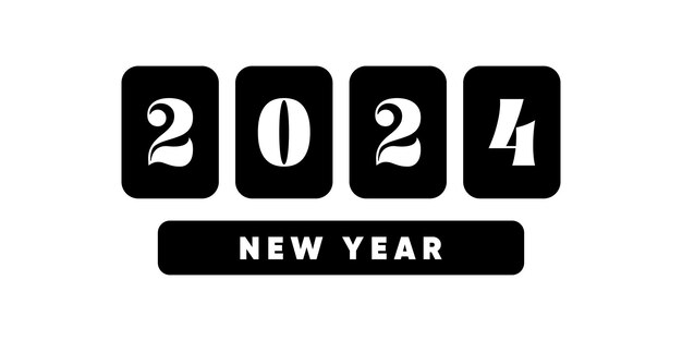 Diseño de texto de logotipo de año nuevo 2024 Plantilla de diseño de número 2024 Icono simple de calendario