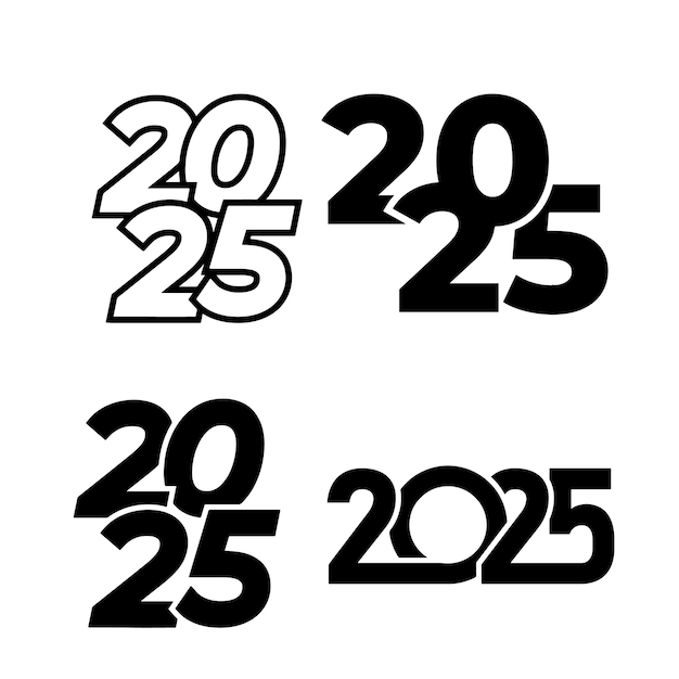 Diseño de texto del logotipo de Feliz Año Nuevo 2025 Conjunto de plantillas de diseño de números 2025 Ilustración vectorial