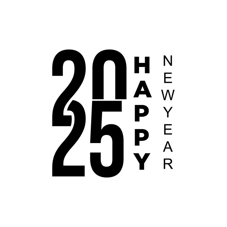 Diseño de texto del logotipo de feliz año nuevo 2025 Diseño de plantillas de números Ilustración vectorial