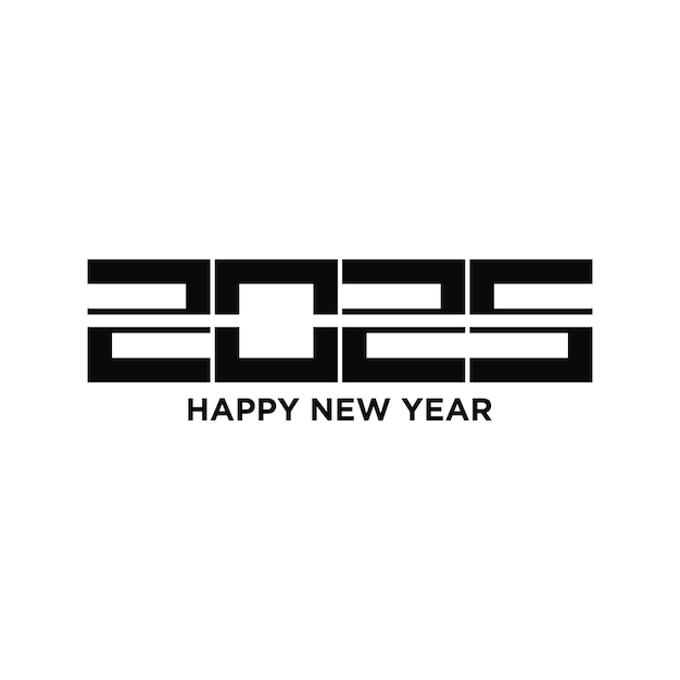 El diseño del texto del logotipo de Feliz Año Nuevo 2025 Vector de moda Vector Premium