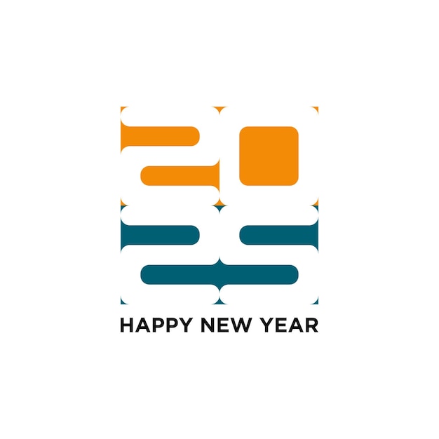 El diseño del texto del logotipo de Feliz Año Nuevo 2025 Vector de moda Vector Premium