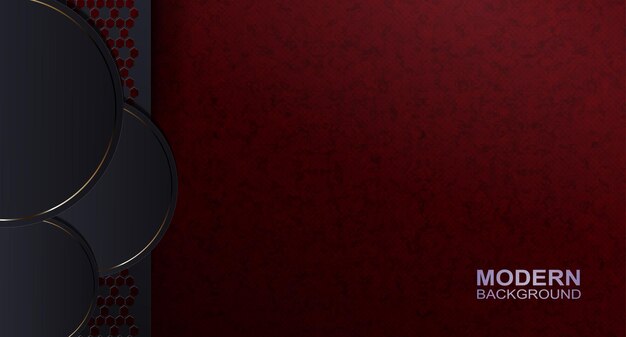 Diseño de textura rojo oscuro con marcos redondos con un borde dorado, el efecto de mármol rojo.