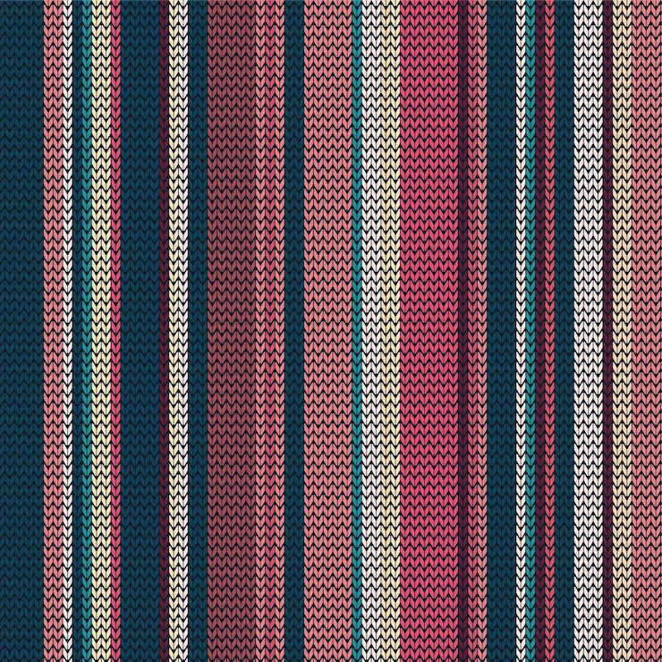 Vector un diseño de textura de tela sin costuras de punto azul oscuro con textura de punto rosa roja azul oscura coloreada