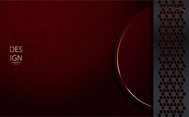 Diseño textural abstracto de color burdeos rosa oscuro con borde dorado y rejilla de malla