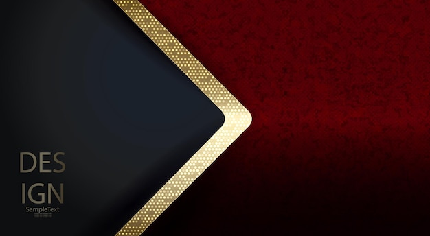 Diseño textural abstracto rojo oscuro con una flecha fina de un tono dorado