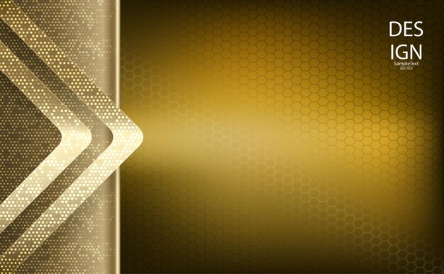 Diseño textural geométrico abstracto de un tono dorado con un marco de flecha y rejilla de malla