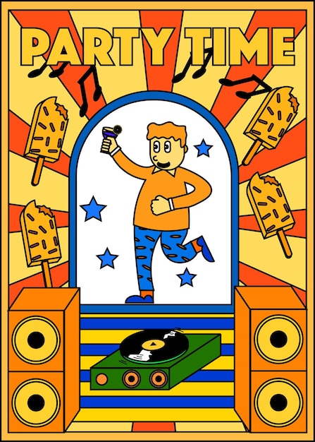 diseño de tiempo de fiesta ilustración para el fondo del cartel del cartel diseño de plantillas de volante, etc.