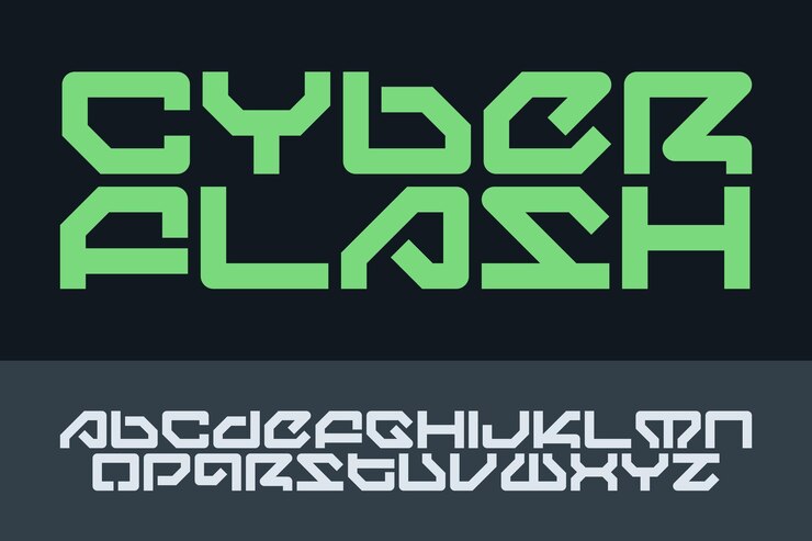 Vector diseño de tipo de letra cyber flash alfabeto tipografía fuente letra texto