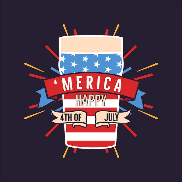 Vector diseño de tipografía del 4 de julio con cita merica y cerveza imágenes prediseñadas del día de la independencia de ee. uu. composición de letras de caligrafía del 4 de julio emblema vectorial para camiseta