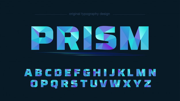 Diseño de tipografía abstracta azul low poly