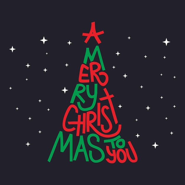 Diseño de tipografía de árbol de navidad feliz