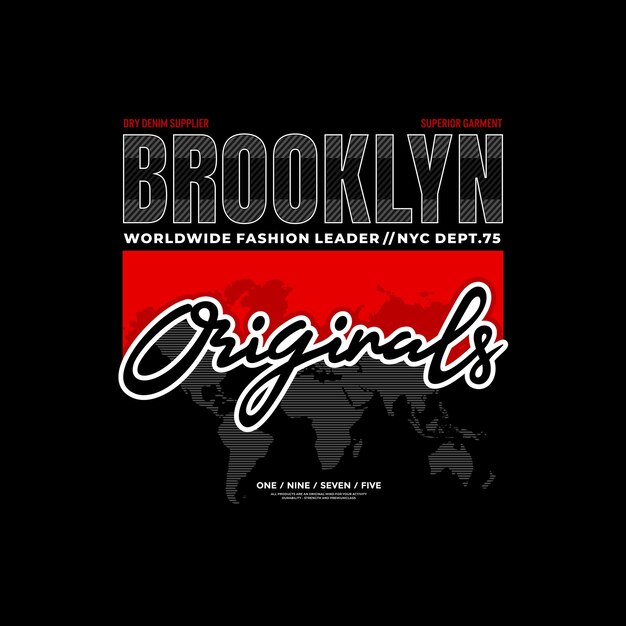 diseño de tipografía de brooklyn para camisetas listas para imprimir Vector Premium