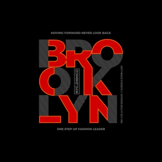 diseño de tipografía de brooklyn con efecto de líneas Vector Premium