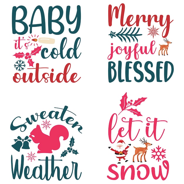 Diseño de tipografía de citas navideñas Svg