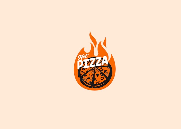 Diseño de tipografía de comida con logotipo de pizza caliente