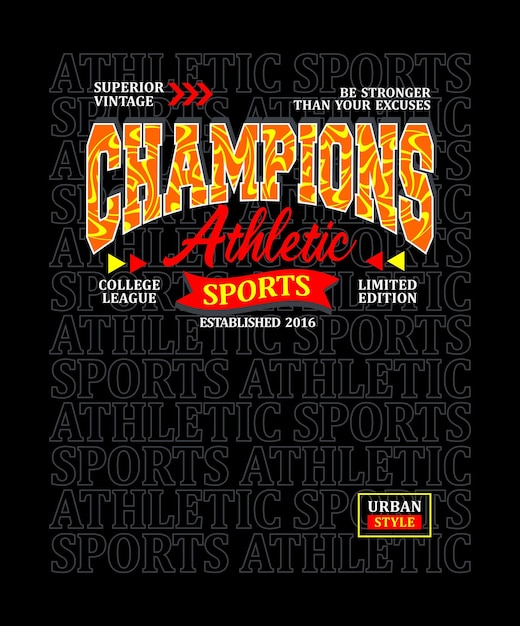 Diseño de tipografía de deportes atléticos de campeones.