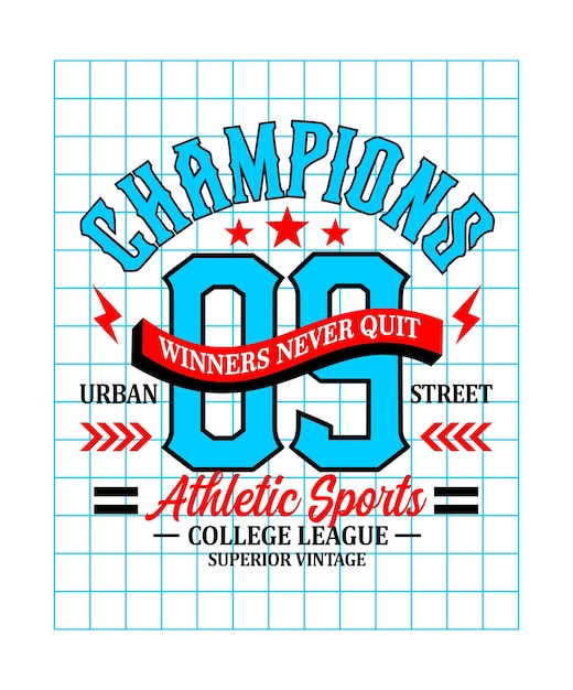 Diseño de tipografía deportiva campeones 09.