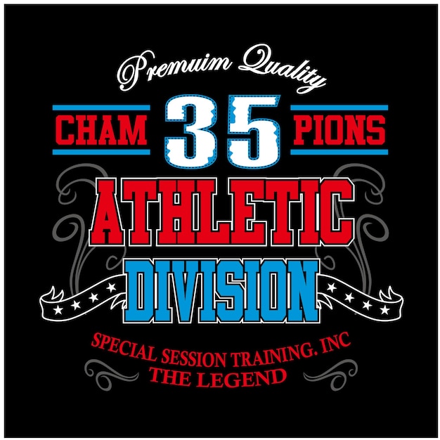 Diseño de tipografía de división atlética vintage pemium vector