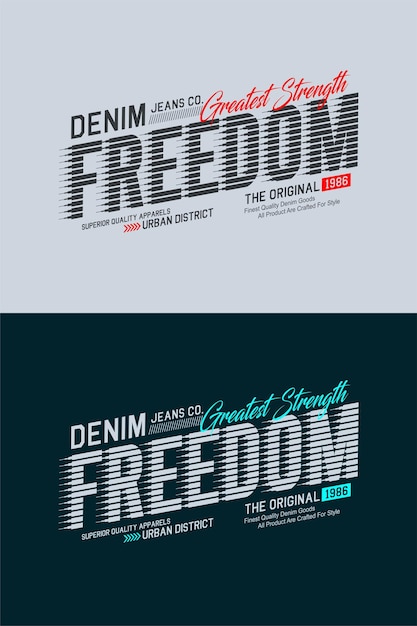 Diseño de tipografía Freedom para camiseta de hombre.