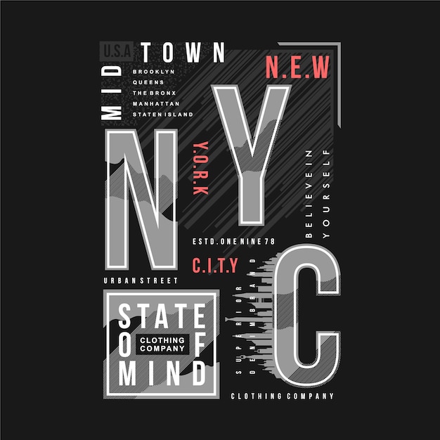 Diseño de tipografía gráfica de nyc listo para imprimir