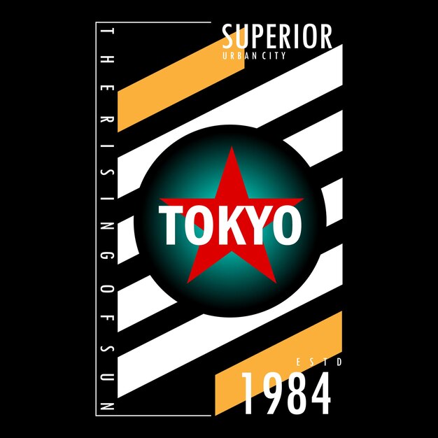 diseño de tipografía de letras de icono de texto de tokio de ilustración vectorial para camiseta