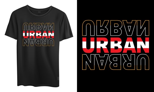 Diseño de tipografía de letras urbanas de camiseta de maqueta de vector