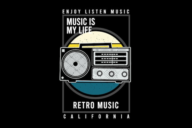 Diseño de tipografía de música retro con radio.
