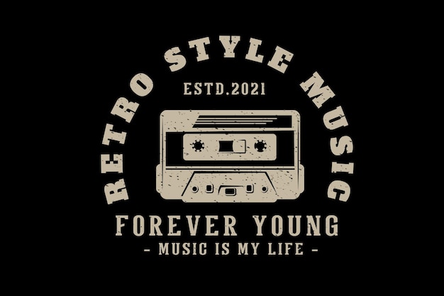 Diseño de tipografía musical de estilo retro con cassette.