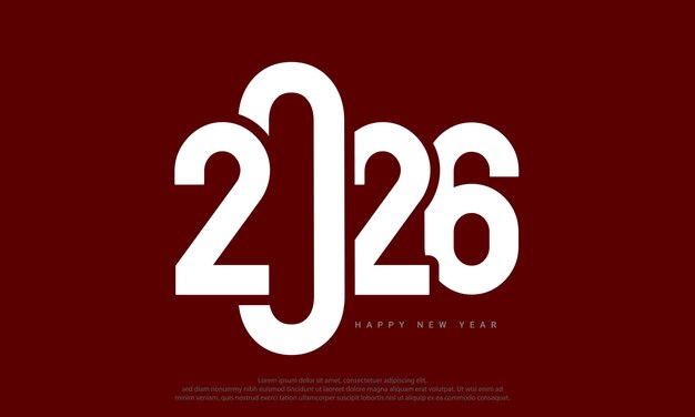 Diseño de tipografía plana para la celebración del feliz año nuevo de 2026