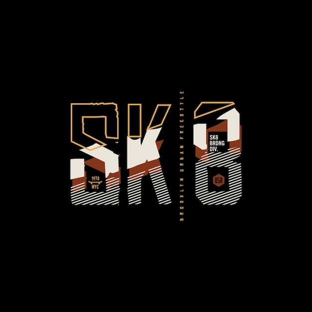 diseño de tipografía sk8 listo para imprimir para camisetas