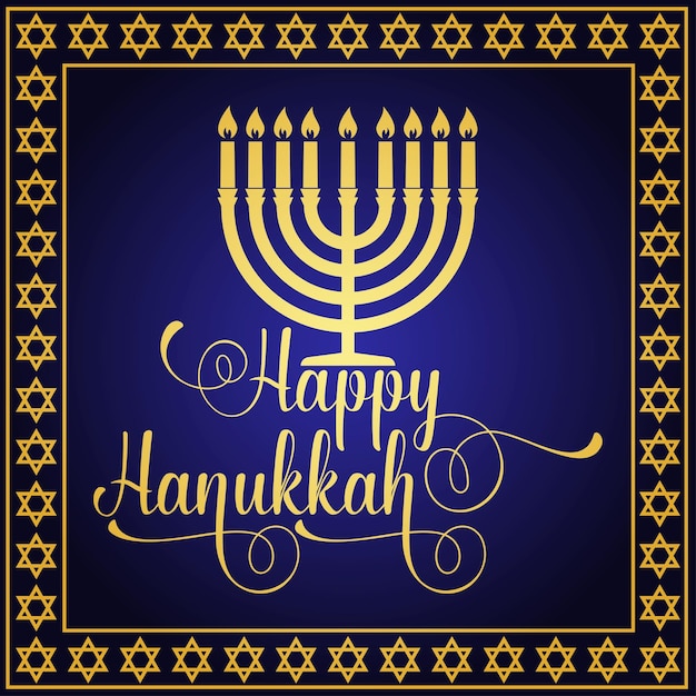 Diseño de tipografía de tarjeta de felicitación feliz Hanukkah