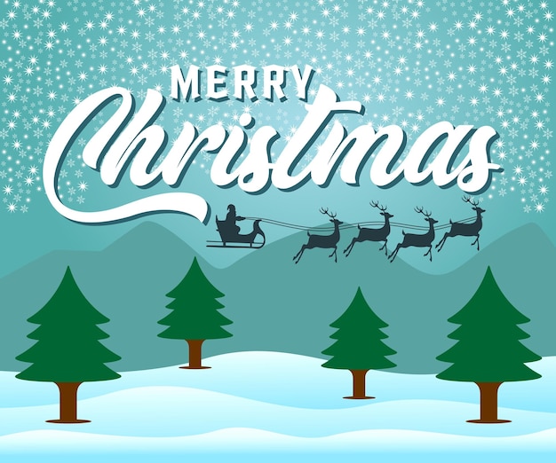 diseño de tipografía de tarjeta de felicitación de vector de feliz navidad sobre fondo azul degradado con carámbanos y
