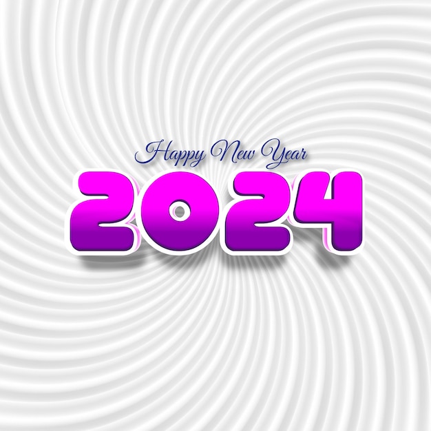 Diseño de tipografía de texto de vector libre de feliz año nuevo 2024