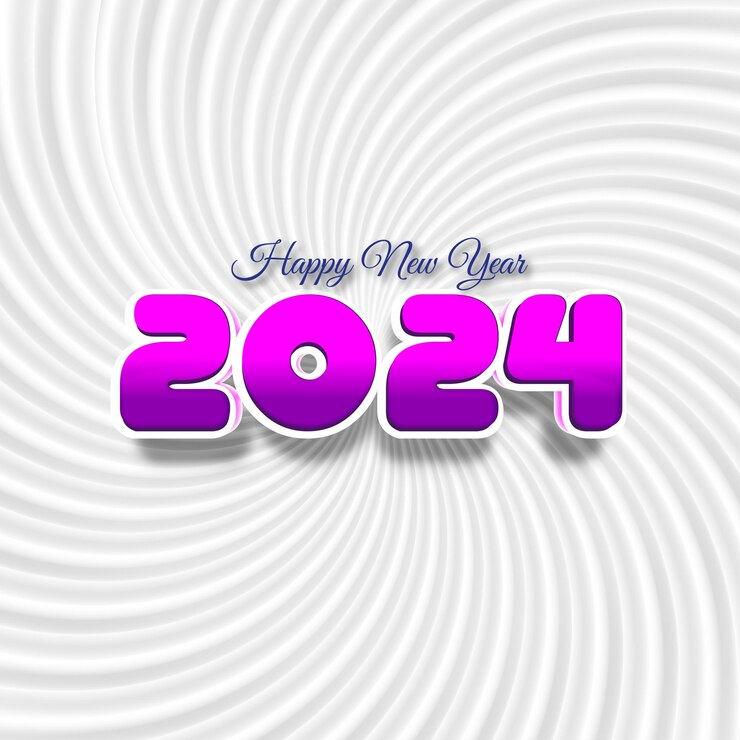Diseño de tipografía de texto de vector libre de feliz año nuevo 2024