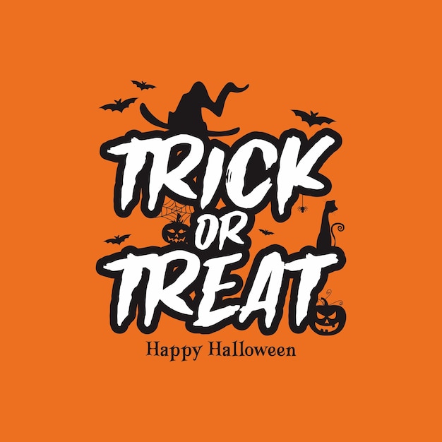 diseño de tipografía de truco o trato feliz halloween