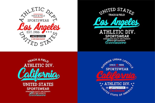 Diseño tipográfico de los ángeles california para imprimir en camisetas