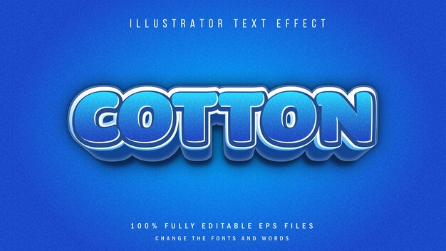 Diseño tipográfico de efecto de texto 3d cotton blue