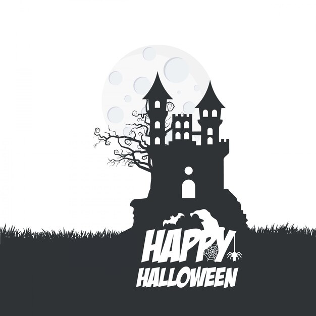 Vector diseño tipográfico de la fiesta de halloween con fondo blanco