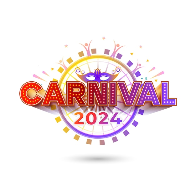 Diseño tipográfico del logotipo del Carnaval 2024 y concepto de banner de cartel aislado