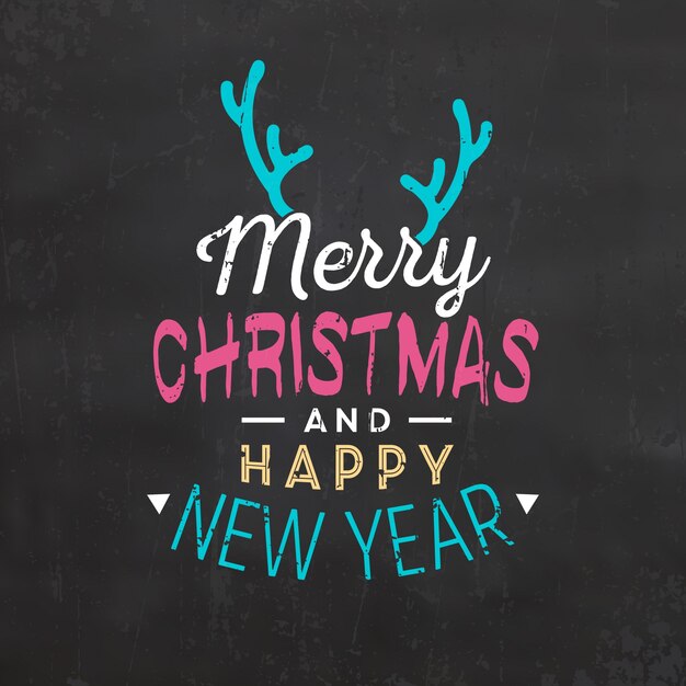Diseño tipográfico de Navidad / Feliz Navidad y Feliz Año Nuevo