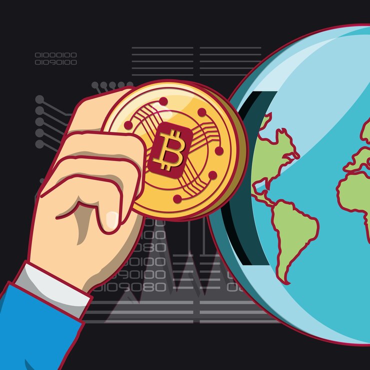 Vector diseño de tipos de criptomonedas
