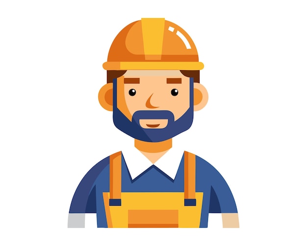 Diseño de trabajador de la construcción plano y minimalista aislado sobre un fondo blanco