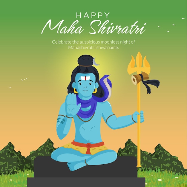 Diseño tradicional de banner del festival hindú maha shivratri