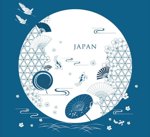 Diseño tradicional japonés de patrones y símbolos