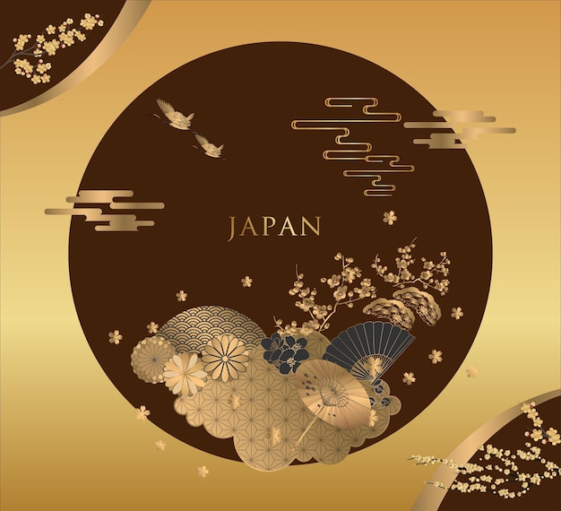 Diseño tradicional japonés de patrones y símbolos