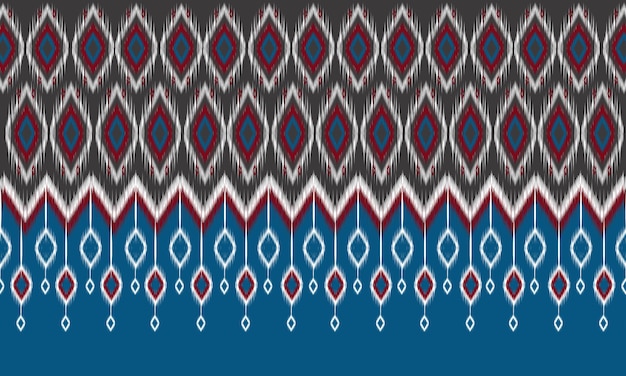 Diseño tradicional de patrón geométrico étnico oriental ikat para fondo, alfombra, papel tapiz, ropa, envoltura, batik, tela, estilo de bordado de ilustración vectorial.