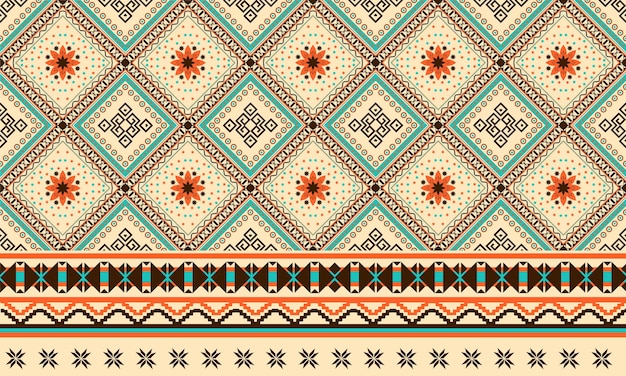 Diseño tradicional de patrones sin fisuras orientales étnicos geométricos para fondo, alfombra, papel pintado, ropa, envoltura, batik, tela, ilustración vectorial.estilo de bordado.