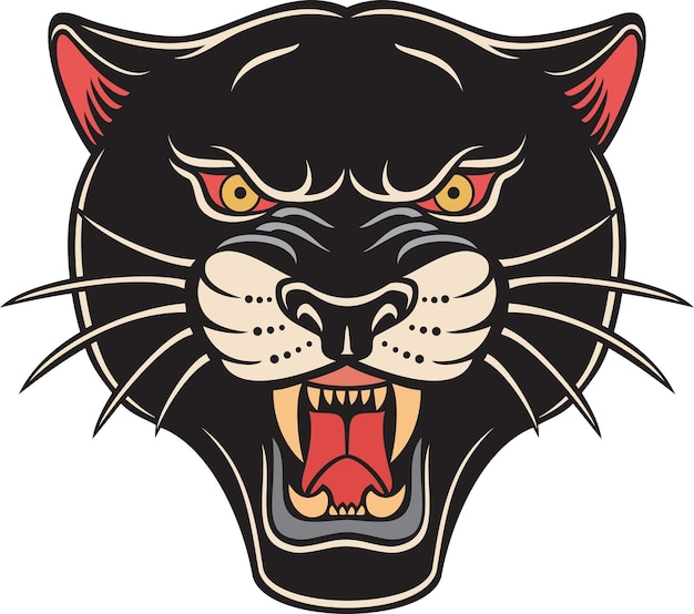 Diseño tradicional del tatuaje de la cara de la pantera